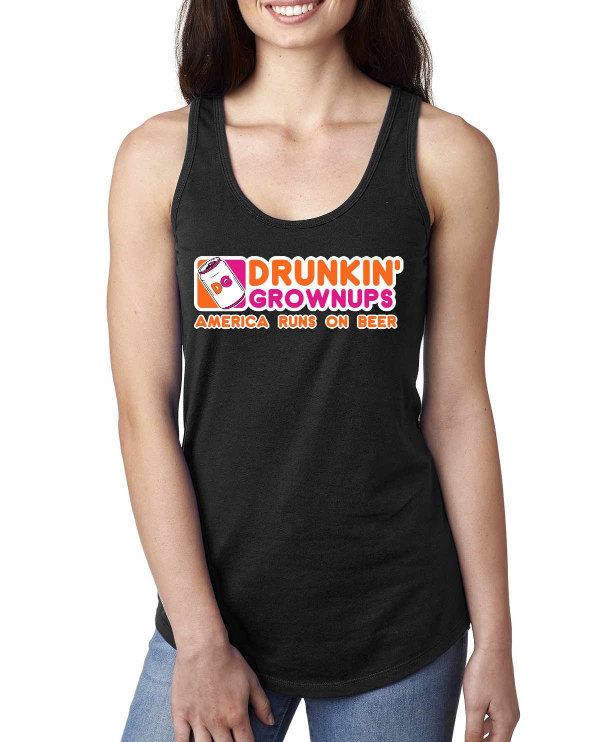 Camiseta sin mangas Drunkin Grownups America Runs On Beer Damas Racerback - Imagen 2 de 5