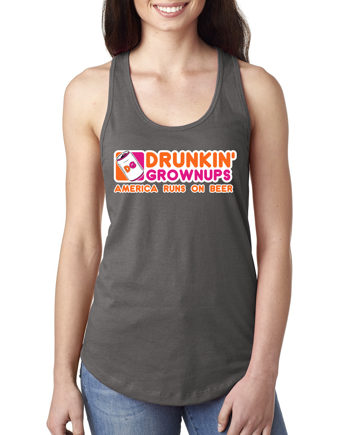 Camiseta sin mangas Drunkin Grownups America Runs On Beer Damas Racerback - Imagen 5 de 5