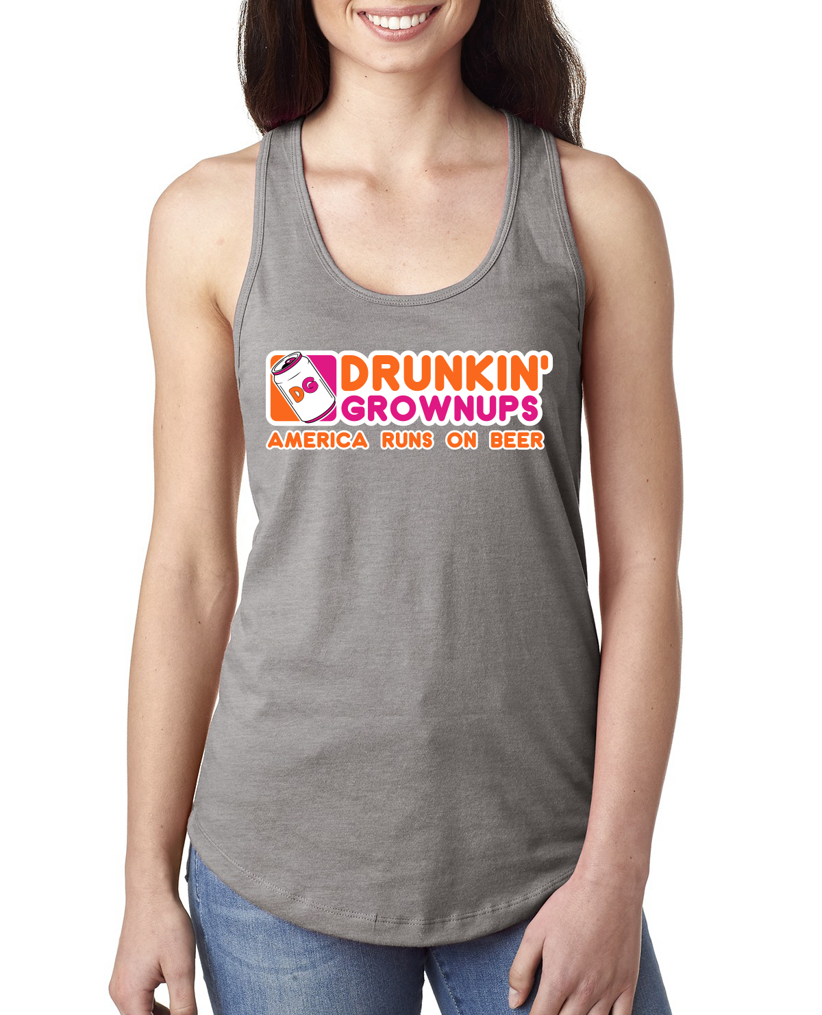 Camiseta sin mangas Drunkin Grownups America Runs On Beer Damas Racerback - Imagen 3 de 5