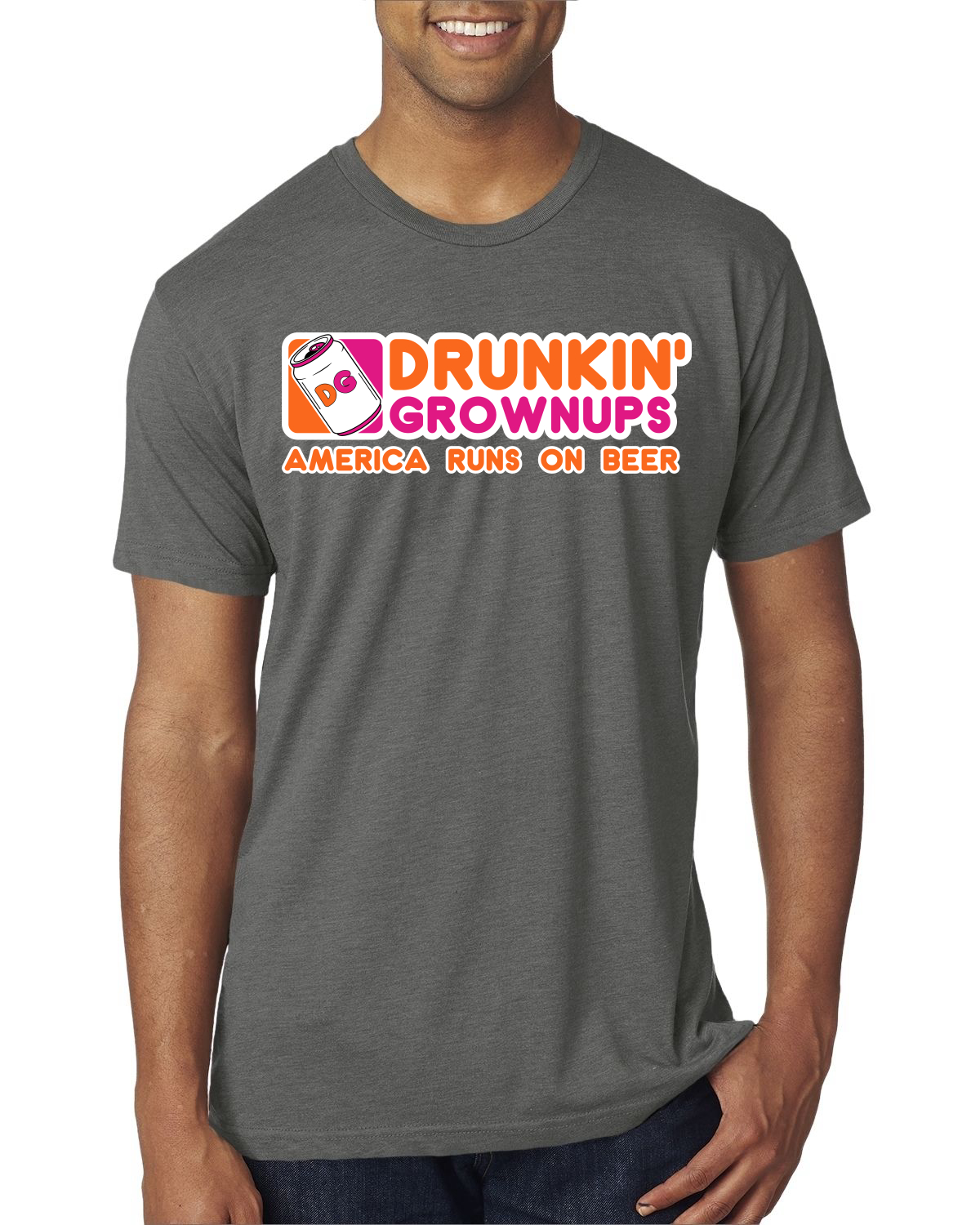 Camiseta Drunkin Grownups America Runs On Beer Hombres Premium Tri Blend - Imagen 7 de 8