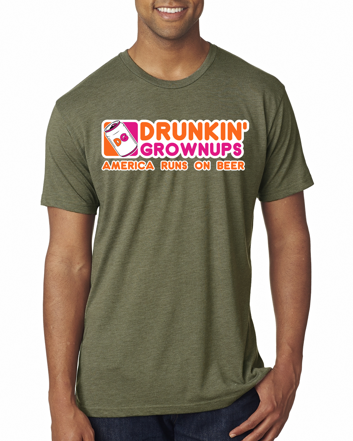 Camiseta Drunkin Grownups America Runs On Beer Hombres Premium Tri Blend - Imagen 5 de 8
