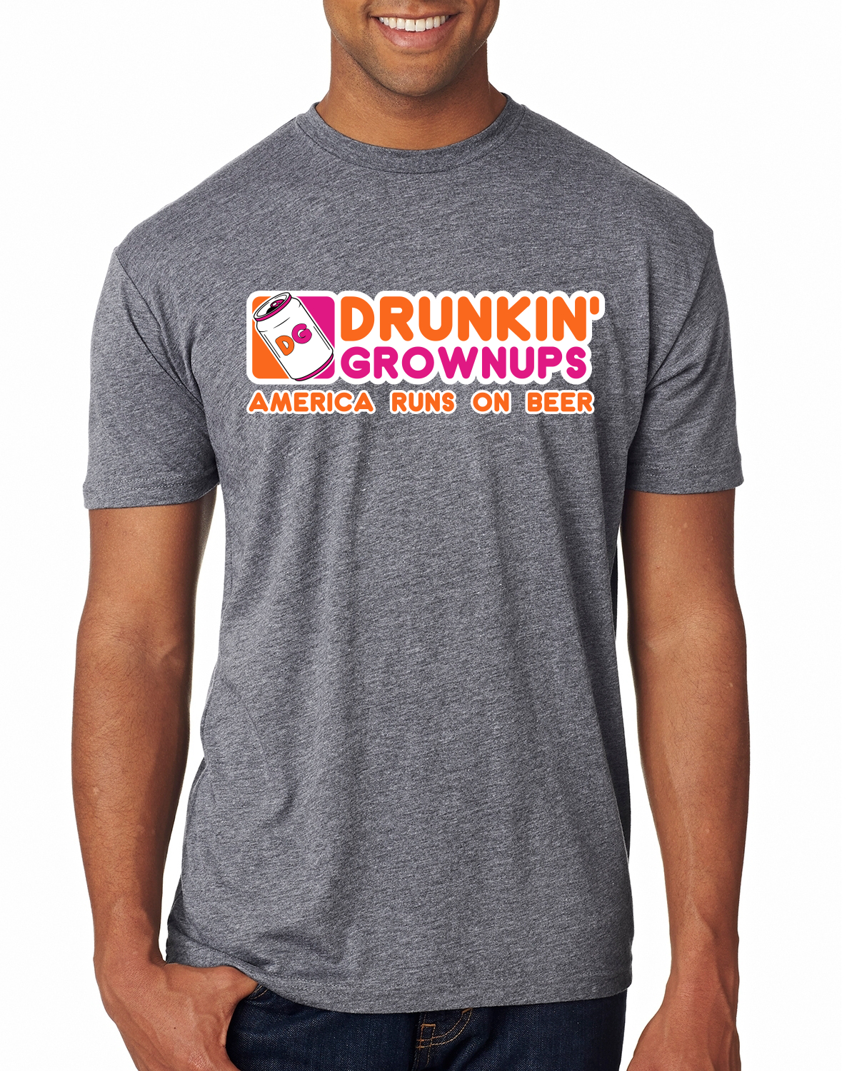 Camiseta Drunkin Grownups America Runs On Beer Hombres Premium Tri Blend - Imagen 3 de 8