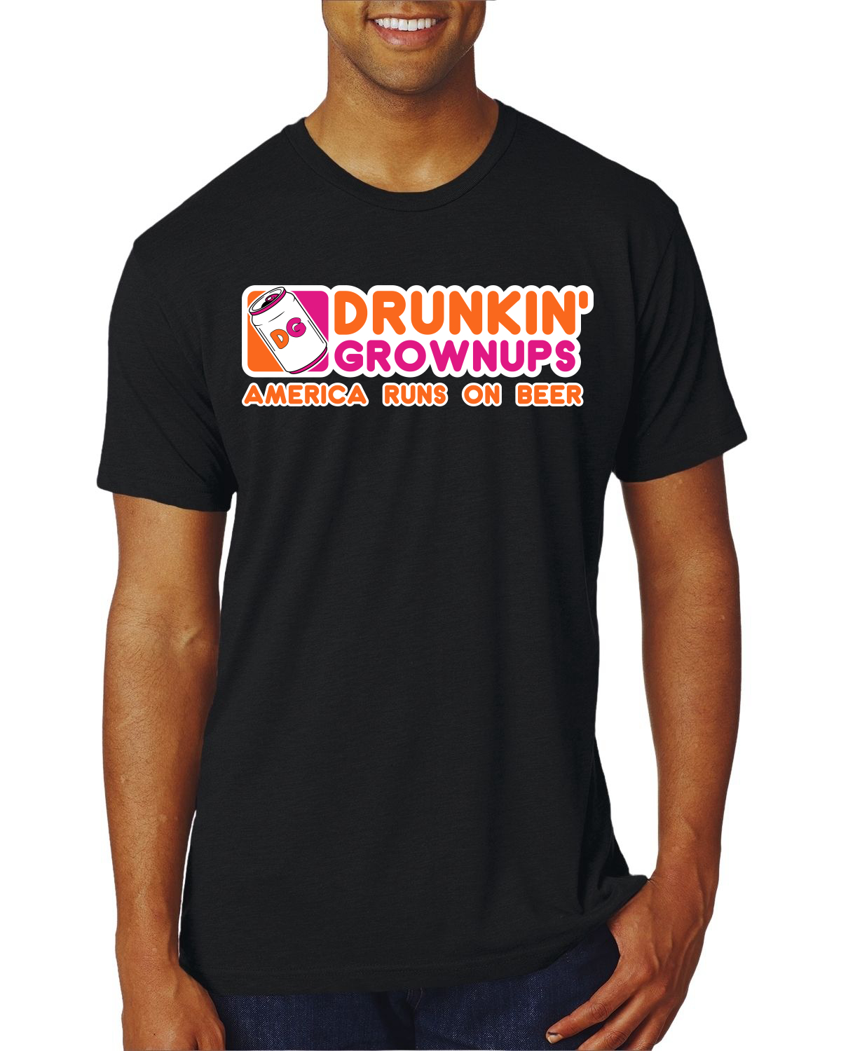 Camiseta Drunkin Grownups America Runs On Beer Hombres Premium Tri Blend - Imagen 6 de 8