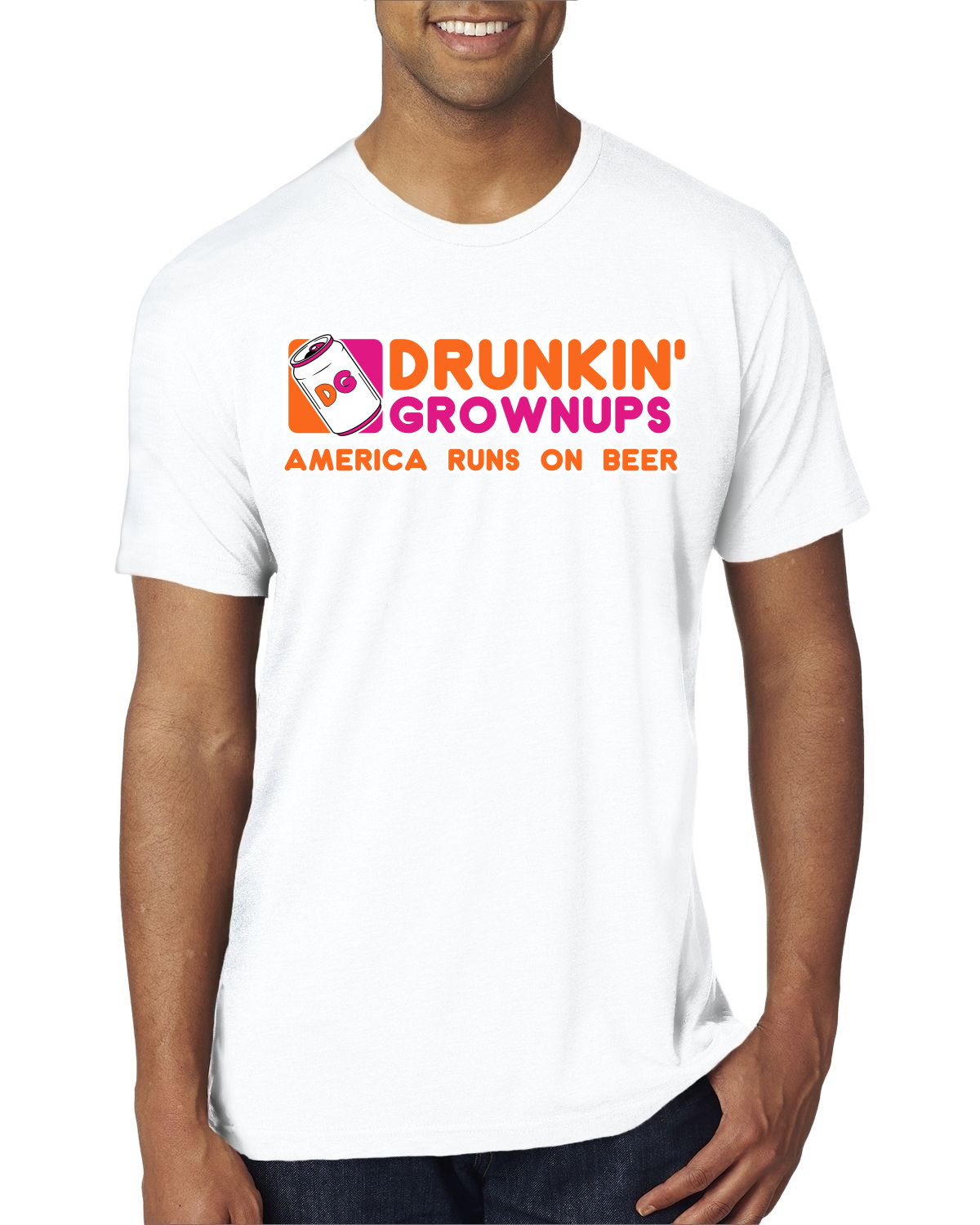 Camiseta Drunkin Grownups America Runs On Beer Hombres Premium Tri Blend - Imagen 8 de 8