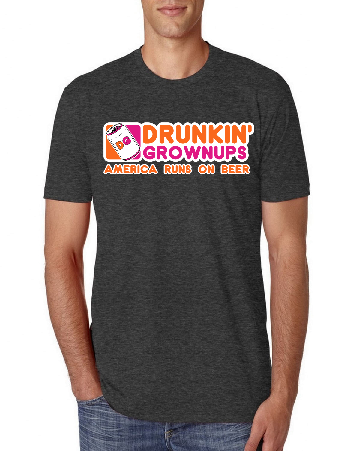 Camiseta Drunkin Grownups America Runs On Beer Hombres Premium Tri Blend - Imagen 4 de 8