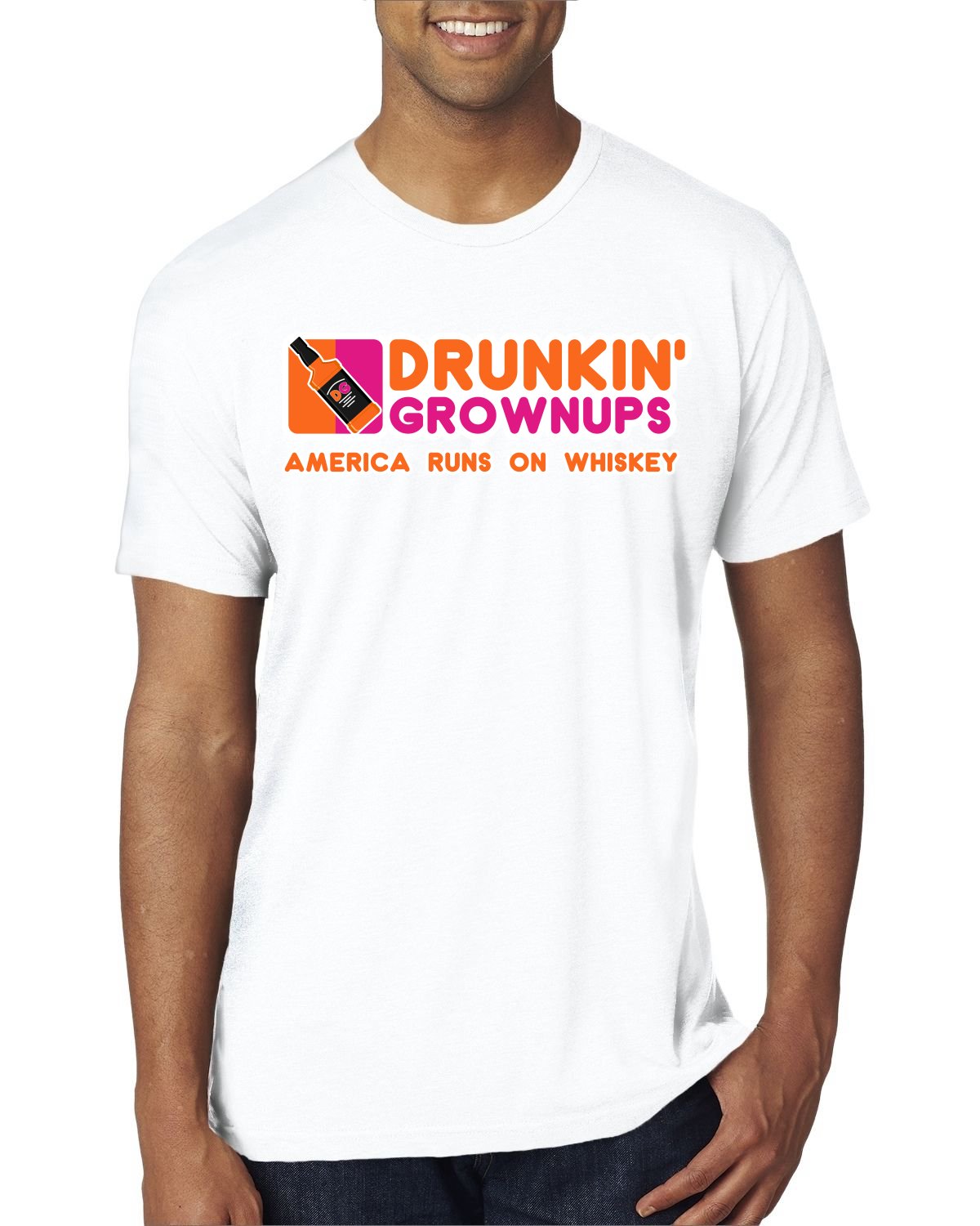 Camiseta Drunkin Grownups America Runs On Whiskey Hombres Premium Tri Mezcla - Imagen 8 de 8