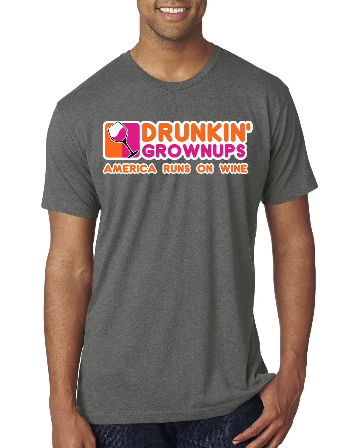Camiseta Drunkin Grownups America Runs On Wine Hombre Premium Tri Blend - Imagen 7 de 8