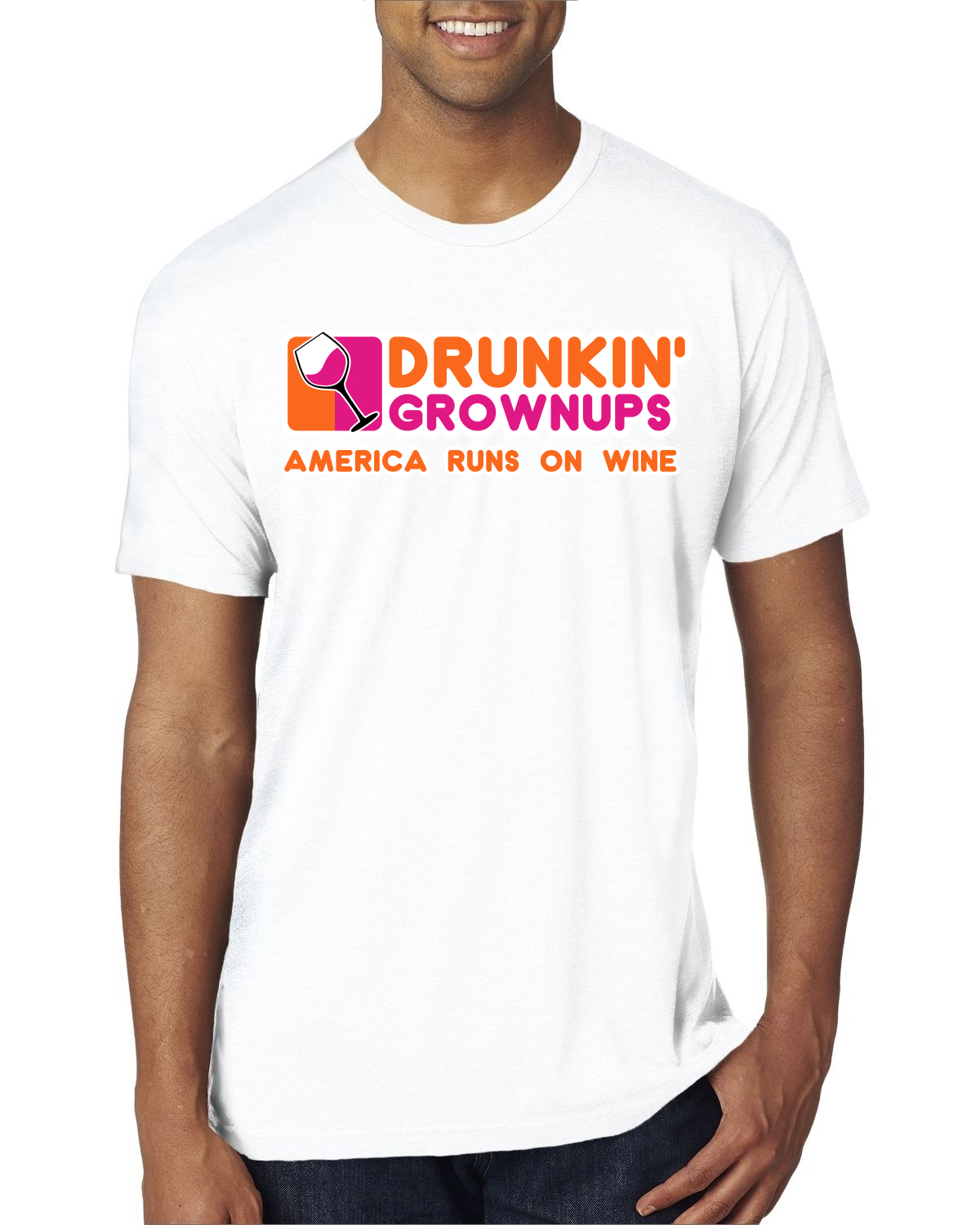 Camiseta Drunkin Grownups America Runs On Wine Hombre Premium Tri Blend - Imagen 8 de 8