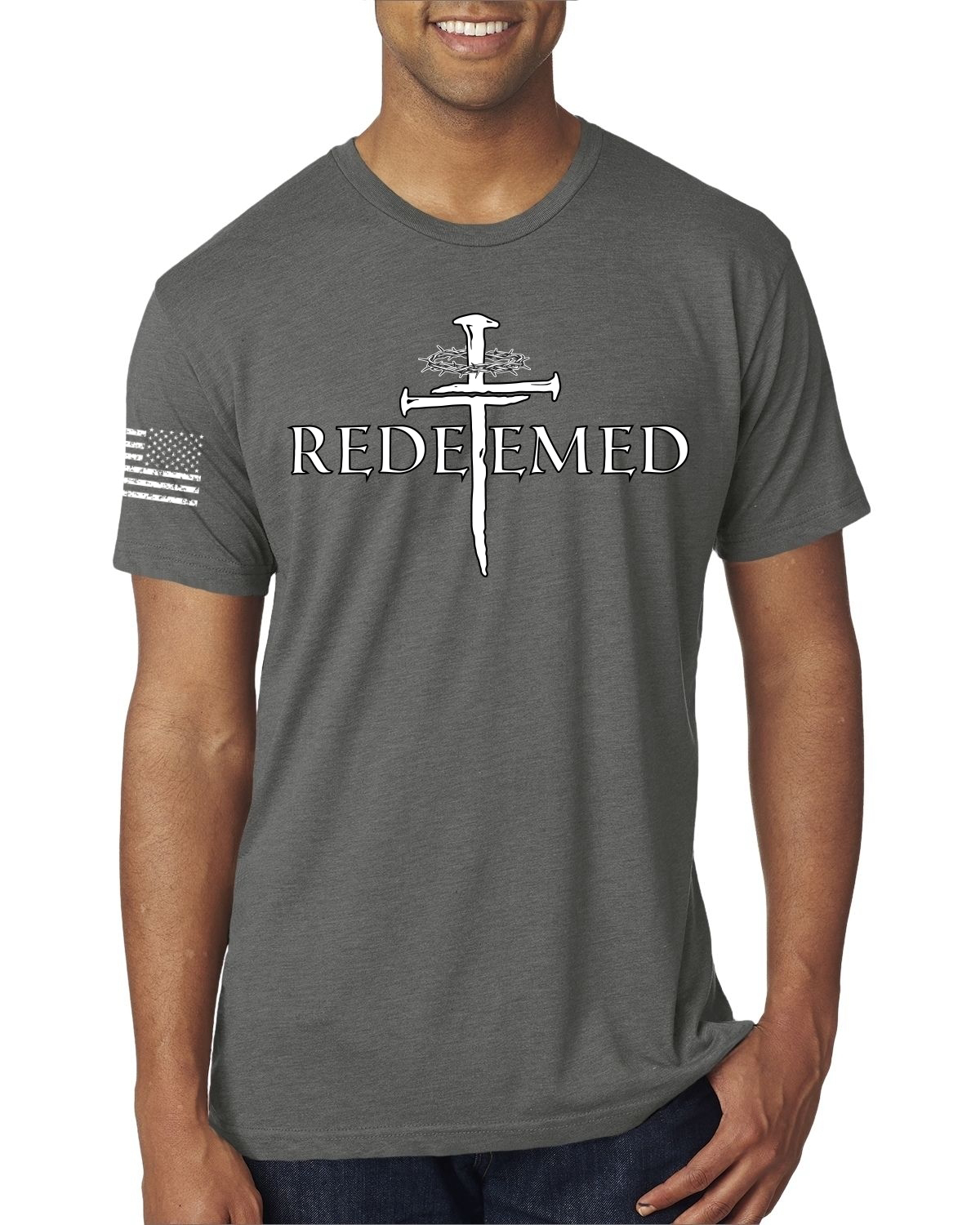 Redeemed Cross Jesus Christ Nails Faith Men Premium TShirt - Picture 13 of 14