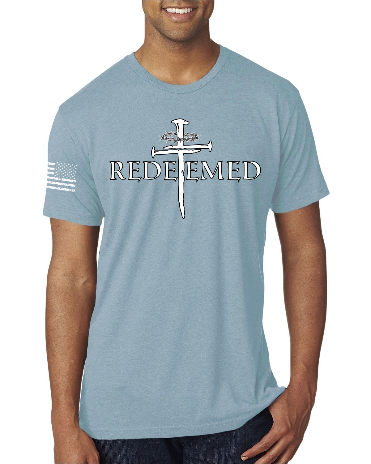 Redeemed Cross Jesus Christ Nails Faith Men Premium TShirt - Picture 14 of 14