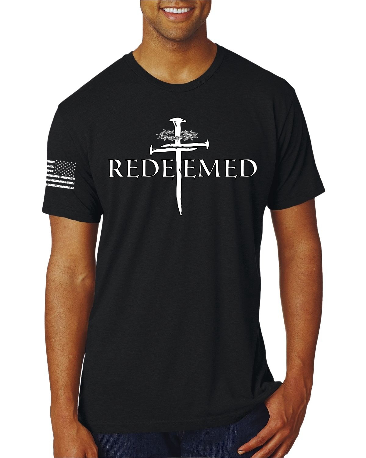 Redeemed Cross Jesus Christ Nails Faith Men Premium TShirt - Picture 12 of 14