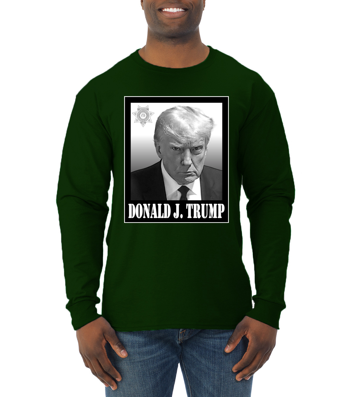 President Donald Trump Georgia Mugshot Face Political Mens Long Sleeve Shirt - Picture 5 of 16