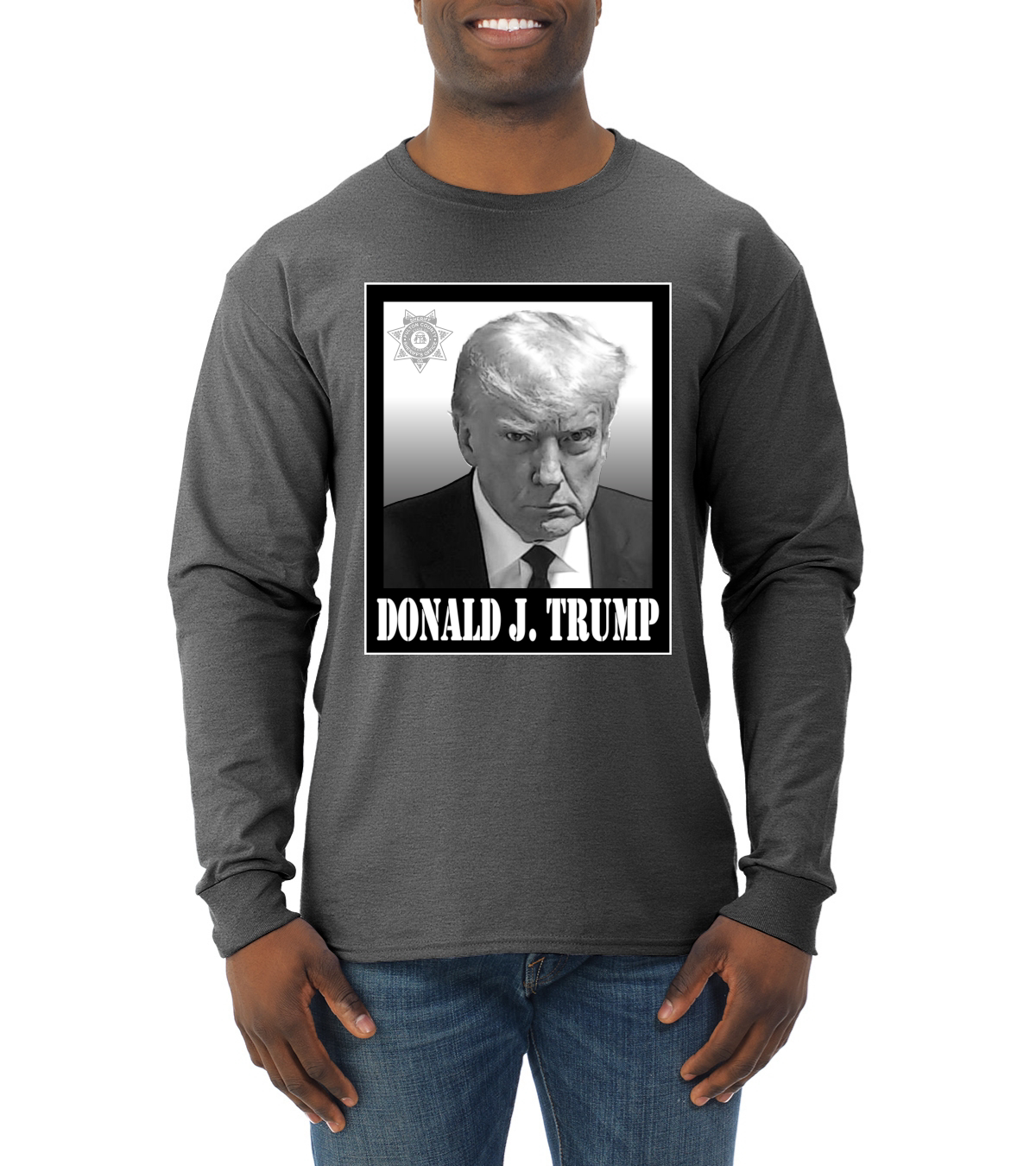 President Donald Trump Georgia Mugshot Face Political Mens Long Sleeve Shirt - Picture 6 of 16