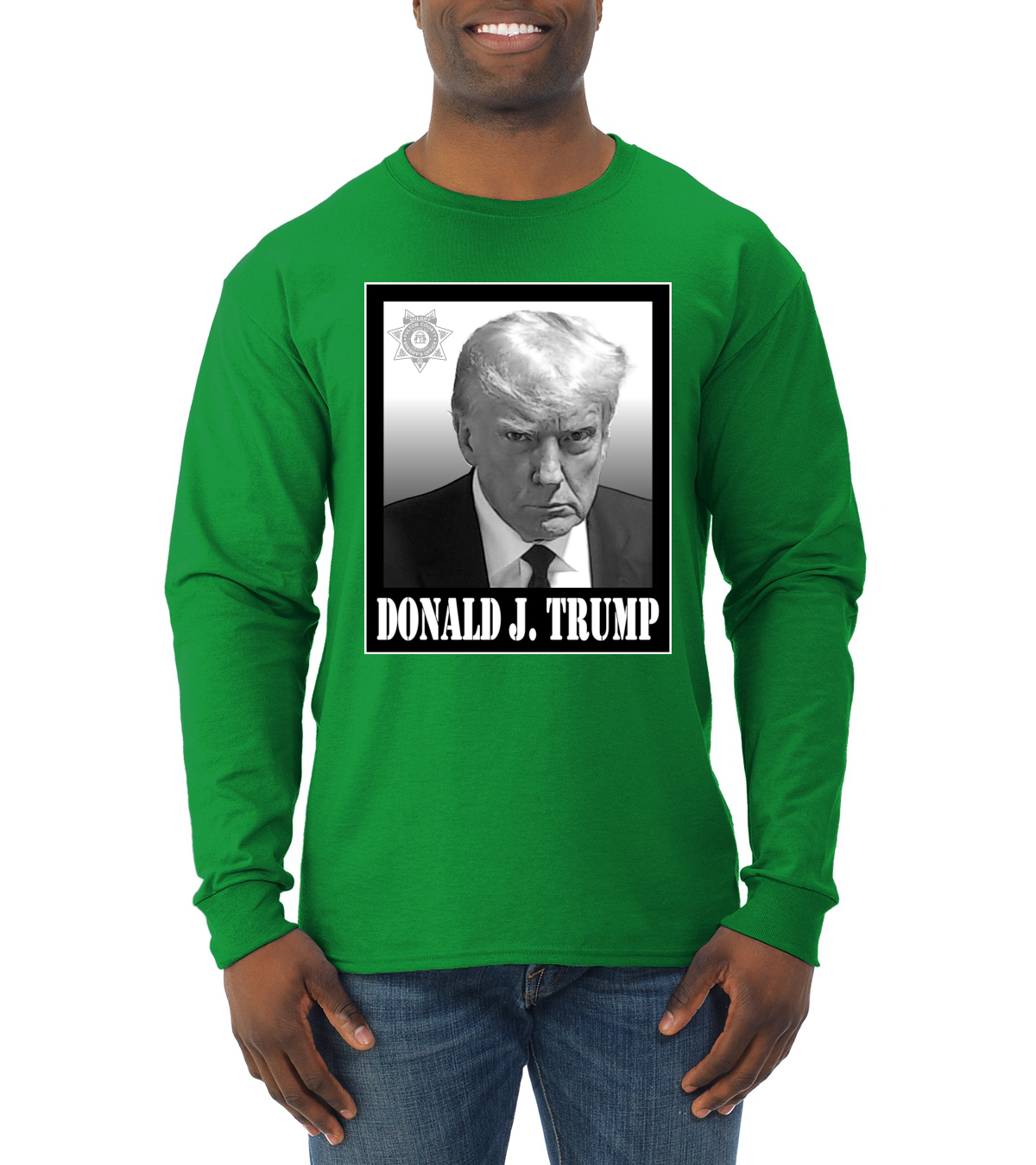 President Donald Trump Georgia Mugshot Face Political Mens Long Sleeve Shirt - Picture 8 of 16
