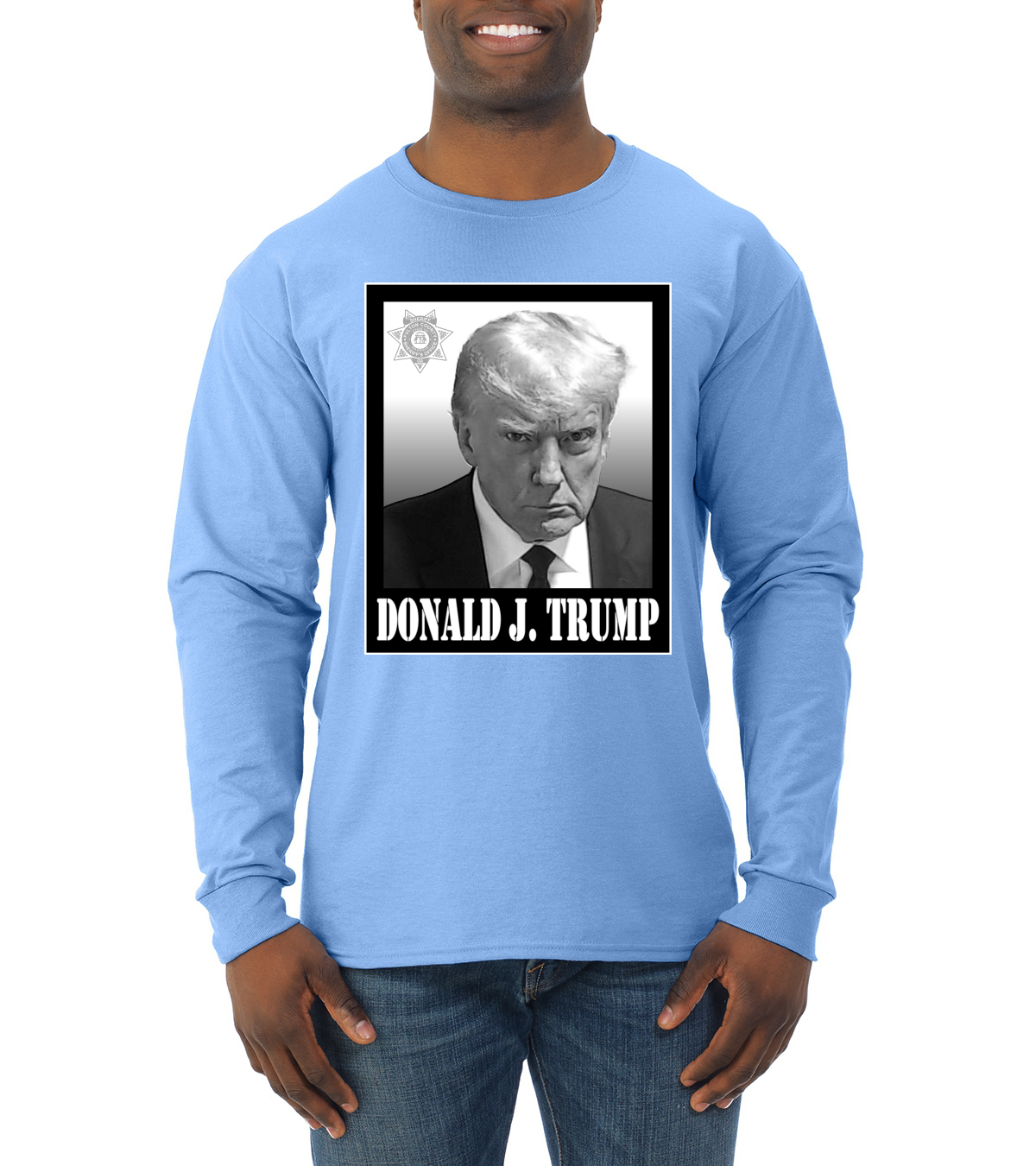 President Donald Trump Georgia Mugshot Face Political Mens Long Sleeve Shirt - Picture 9 of 16