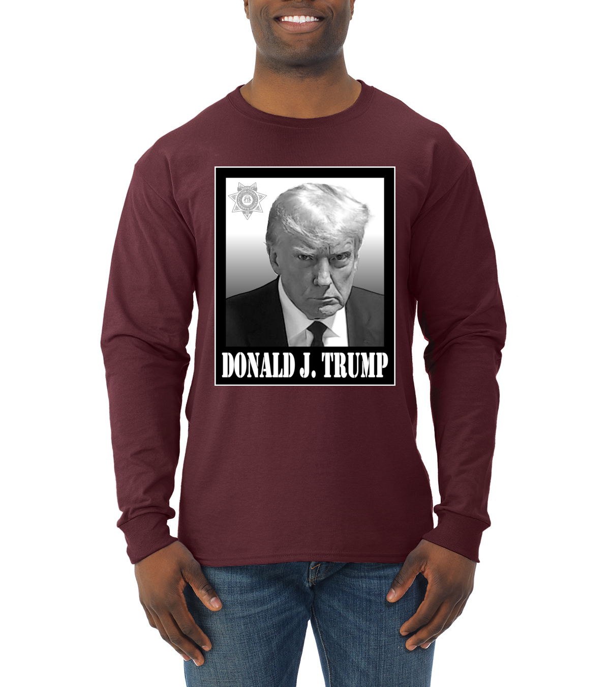 President Donald Trump Georgia Mugshot Face Political Mens Long Sleeve Shirt - Picture 10 of 16