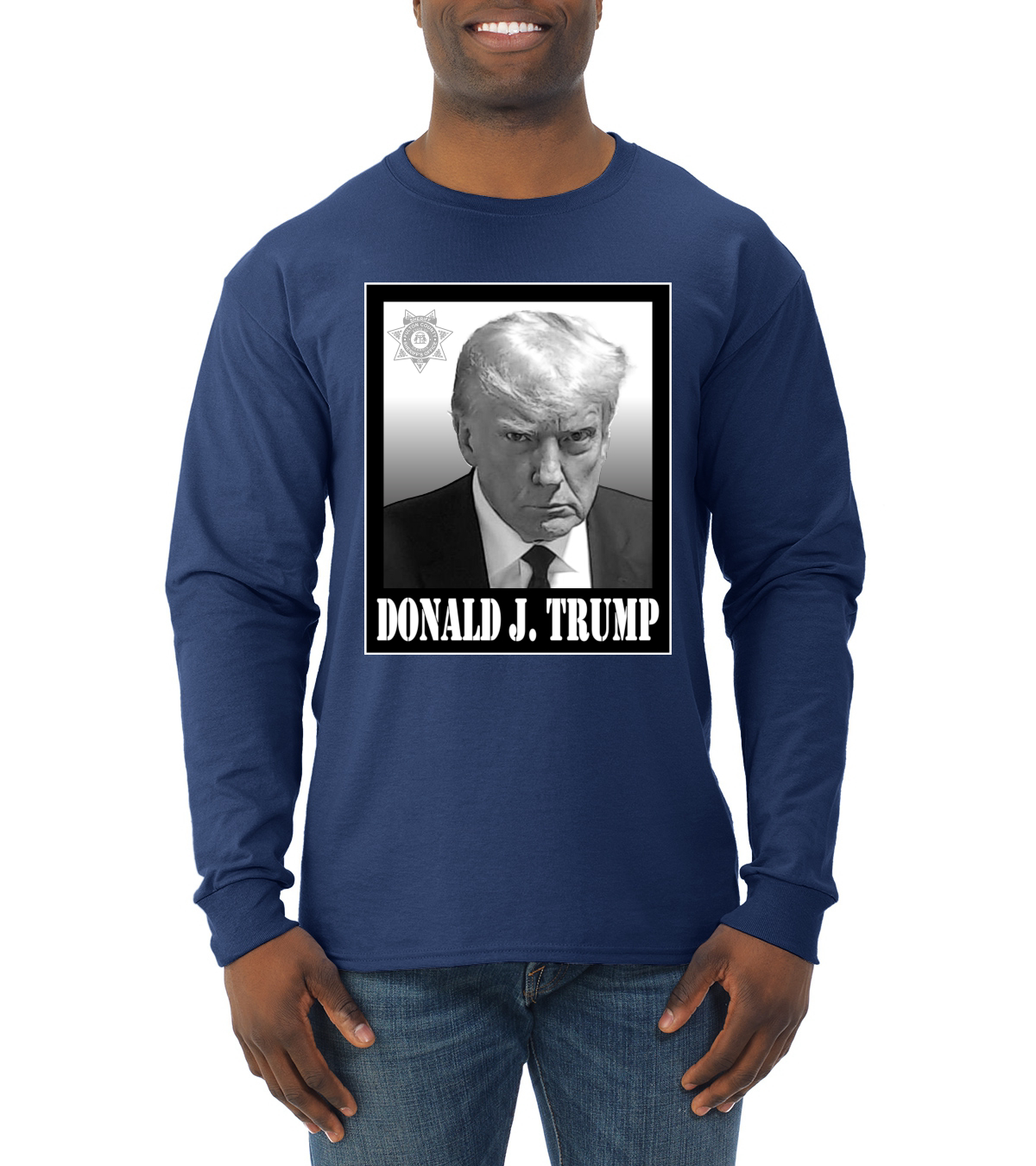 President Donald Trump Georgia Mugshot Face Political Mens Long Sleeve Shirt - Picture 11 of 16