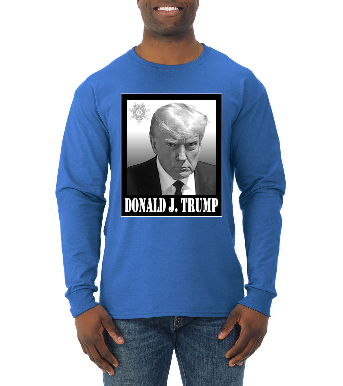 President Donald Trump Georgia Mugshot Face Political Mens Long Sleeve Shirt - Picture 13 of 16