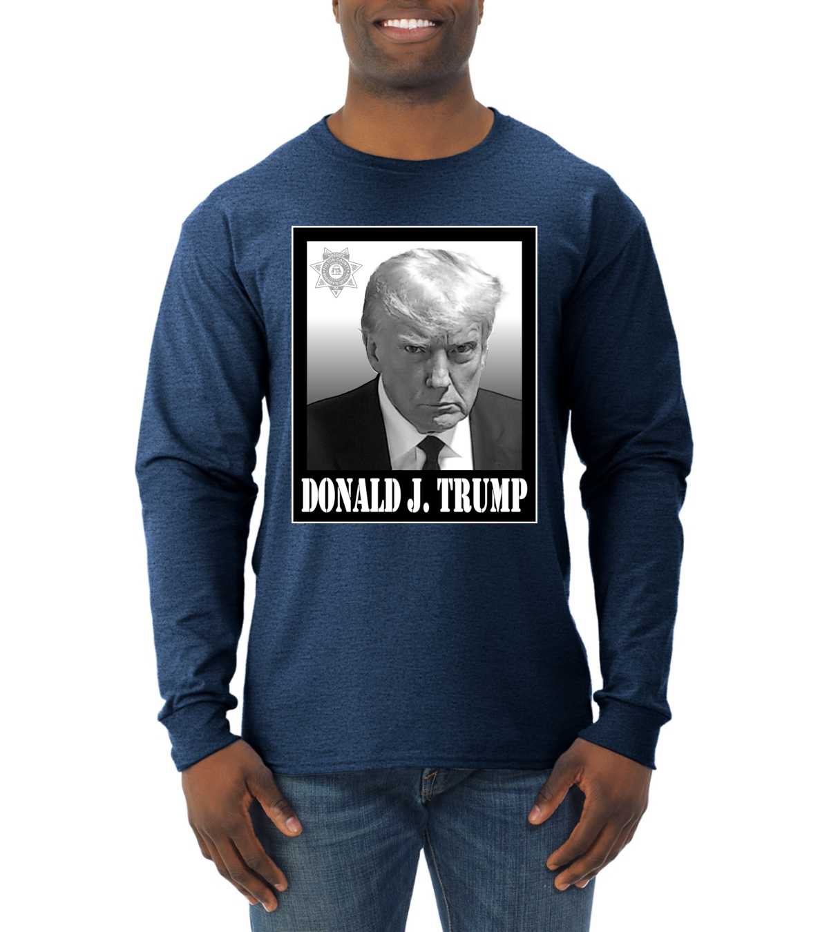 President Donald Trump Georgia Mugshot Face Political Mens Long Sleeve Shirt - Picture 14 of 16