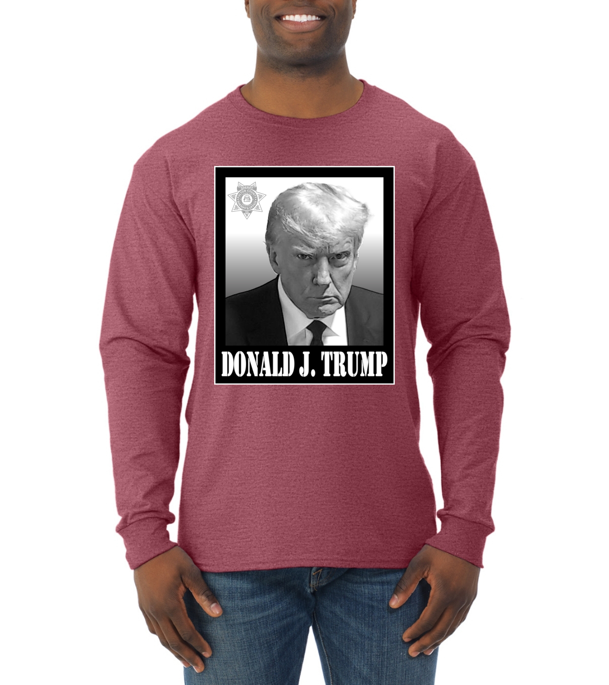 President Donald Trump Georgia Mugshot Face Political Mens Long Sleeve Shirt - Picture 15 of 16