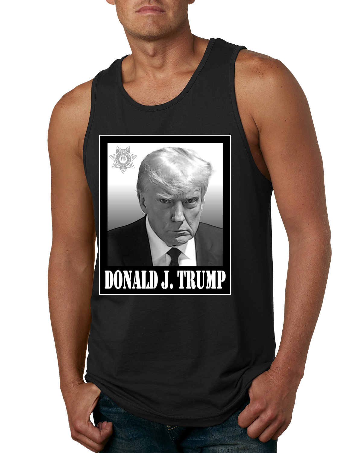 Camiseta sin mangas President Donald Trump Georgia Mugshot política para hombre - Imagen 3 de 9