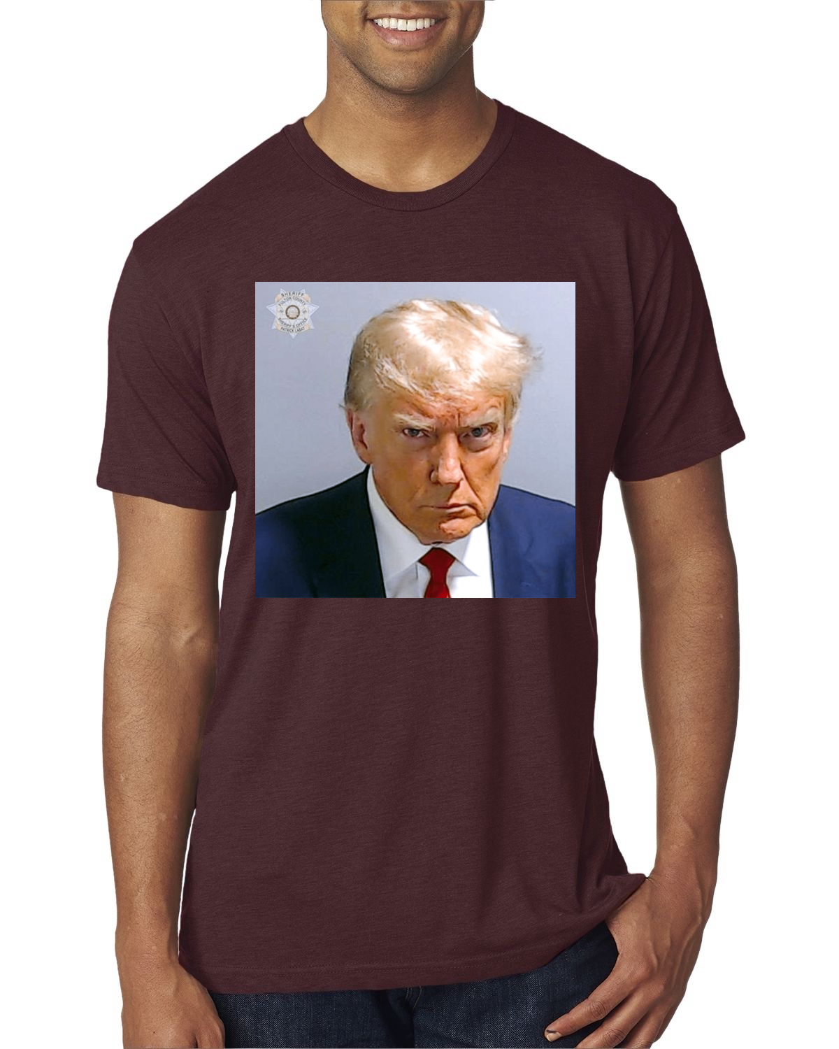 Trump Not Guilty Mugshot Georgia Political Mens Premium Tri Blend TShirt - Imagen 12 de 16