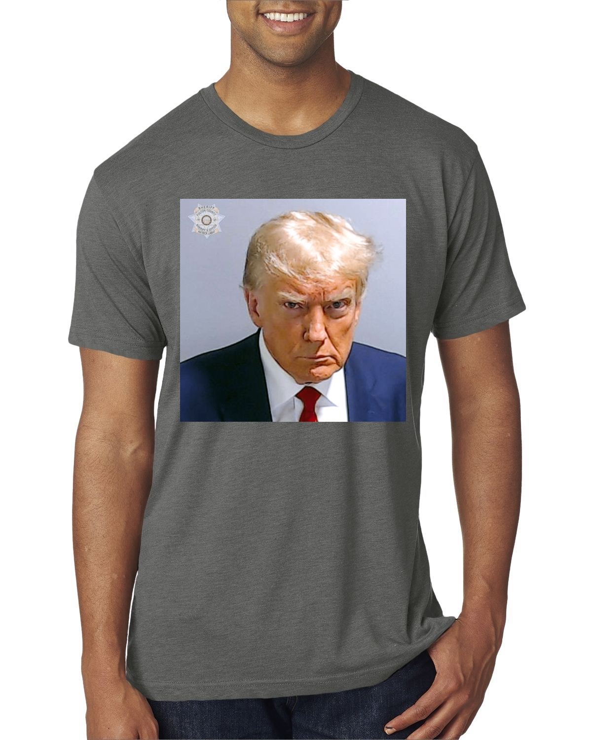 Trump Not Guilty Mugshot Georgia Political Mens Premium Tri Blend TShirt - Imagen 14 de 16