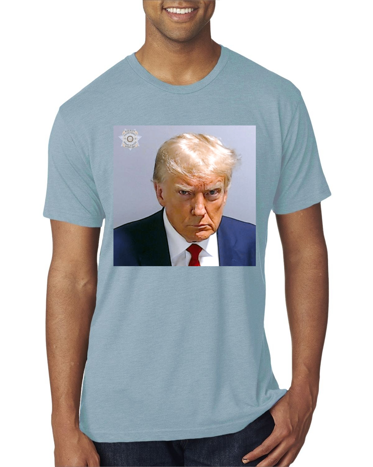 Trump Not Guilty Mugshot Georgia Political Mens Premium Tri Blend TShirt - Imagen 15 de 16