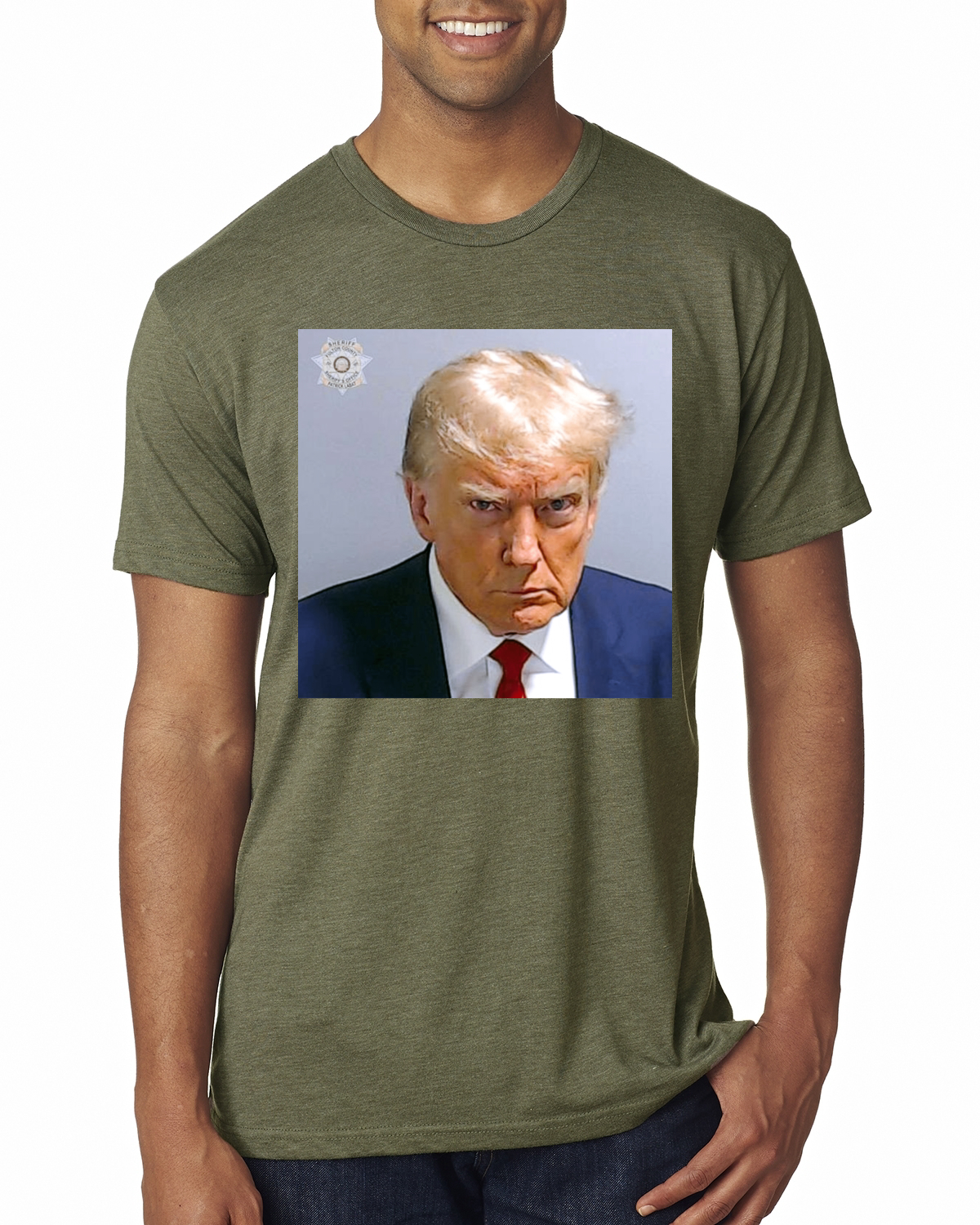 Trump Not Guilty Mugshot Georgia Political Mens Premium Tri Blend TShirt - Imagen 11 de 16