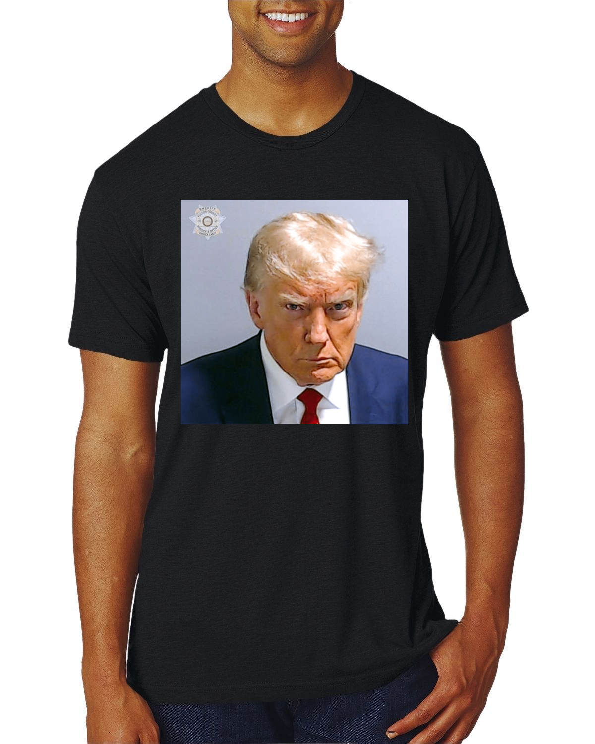 Trump Not Guilty Mugshot Georgia Political Mens Premium Tri Blend TShirt - Imagen 13 de 16