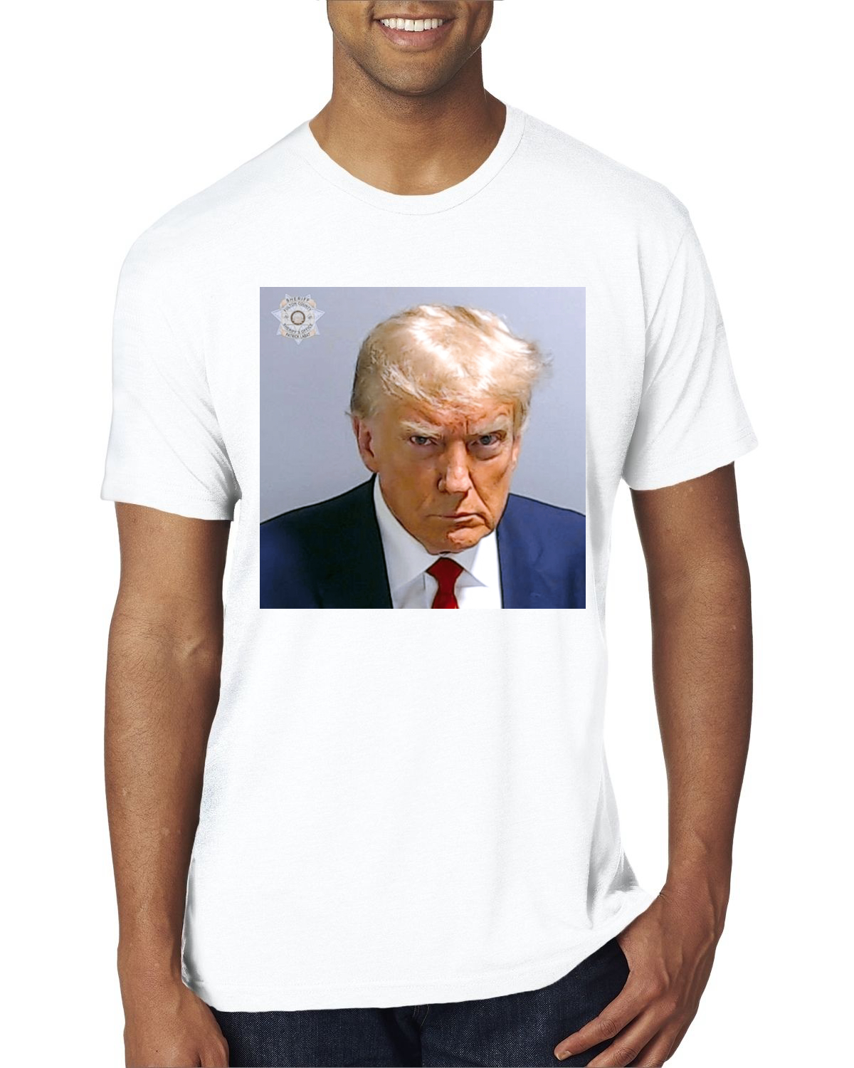 Trump Not Guilty Mugshot Georgia Political Mens Premium Tri Blend TShirt - Imagen 16 de 16
