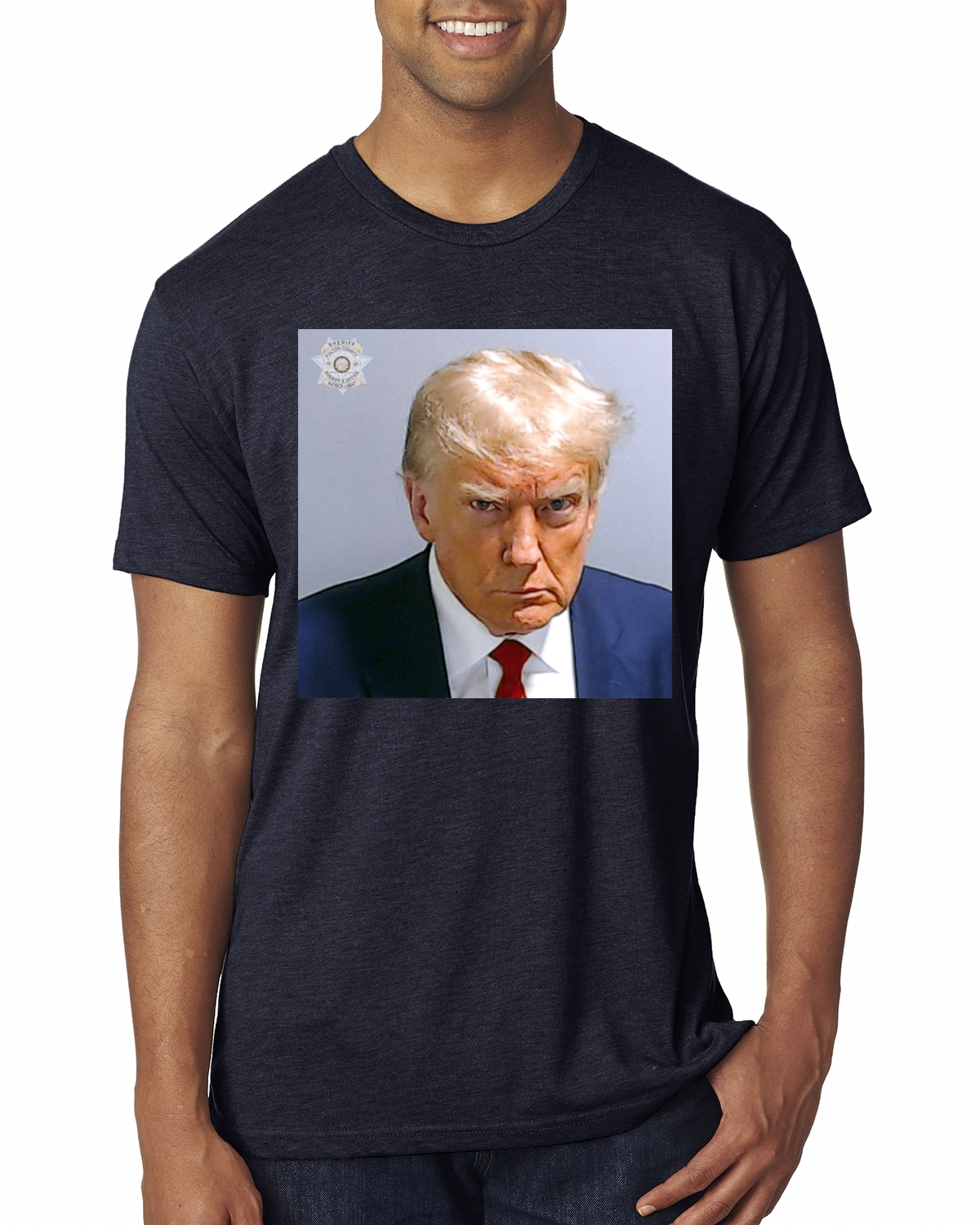 Trump Not Guilty Mugshot Georgia Political Mens Premium Tri Blend TShirt - Imagen 7 de 16