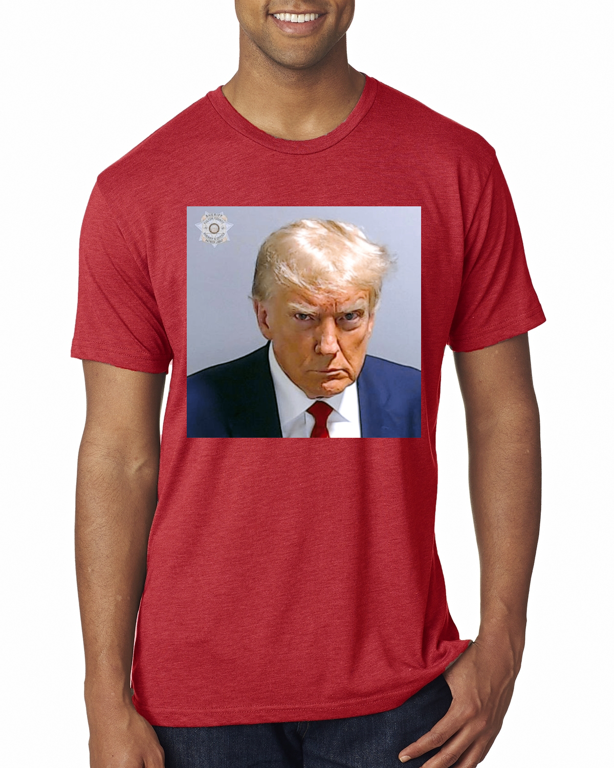 Trump Not Guilty Mugshot Georgia Political Mens Premium Tri Blend TShirt - Imagen 9 de 16