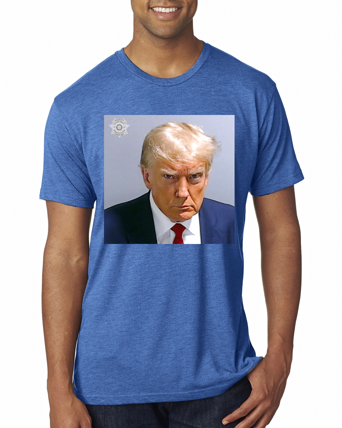 Trump Not Guilty Mugshot Georgia Political Mens Premium Tri Blend TShirt - Imagen 10 de 16