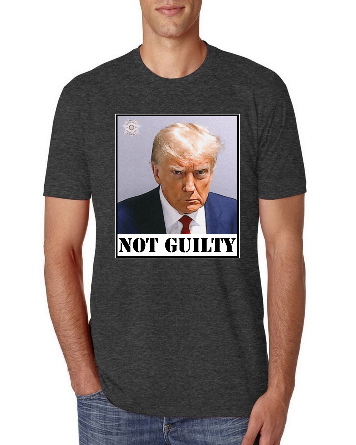 Camiseta Oficial Georgia Taz Shot Not Guilty Pro Trump 2024 Hombres Premium TriBlend - Imagen 7 de 17