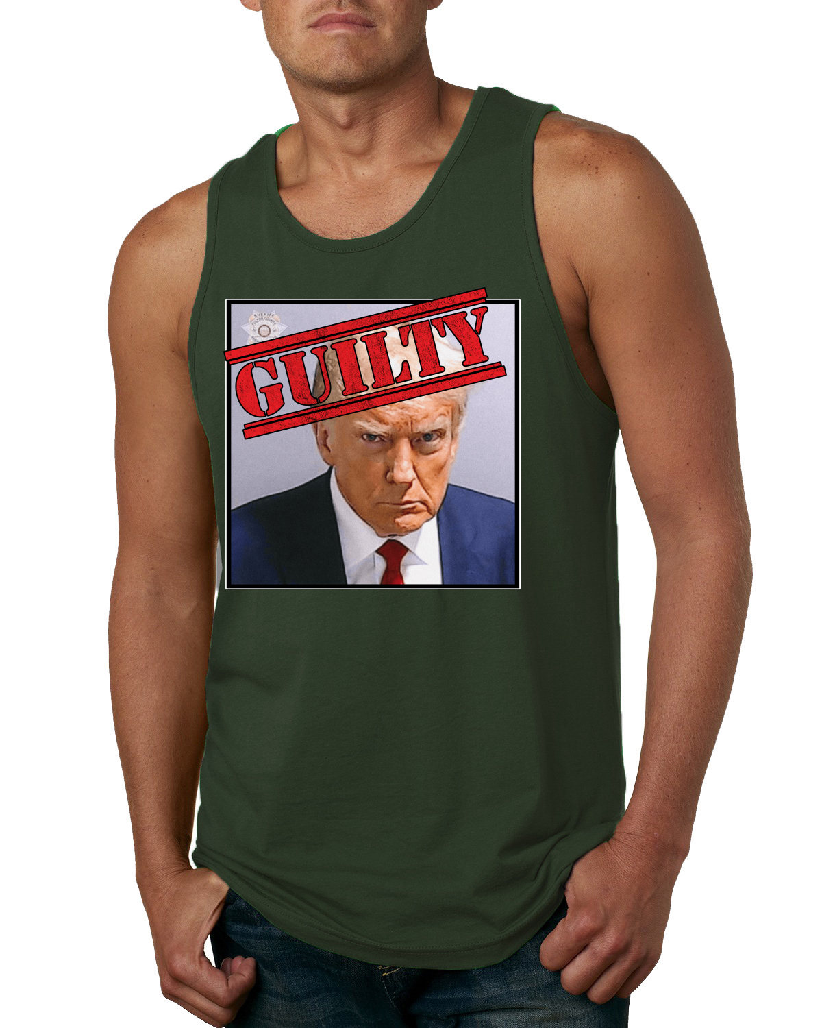 Camiseta sin mangas Guilty Donald Trump oficial de Georgia con foto policial para hombre - Imagen 4 de 9