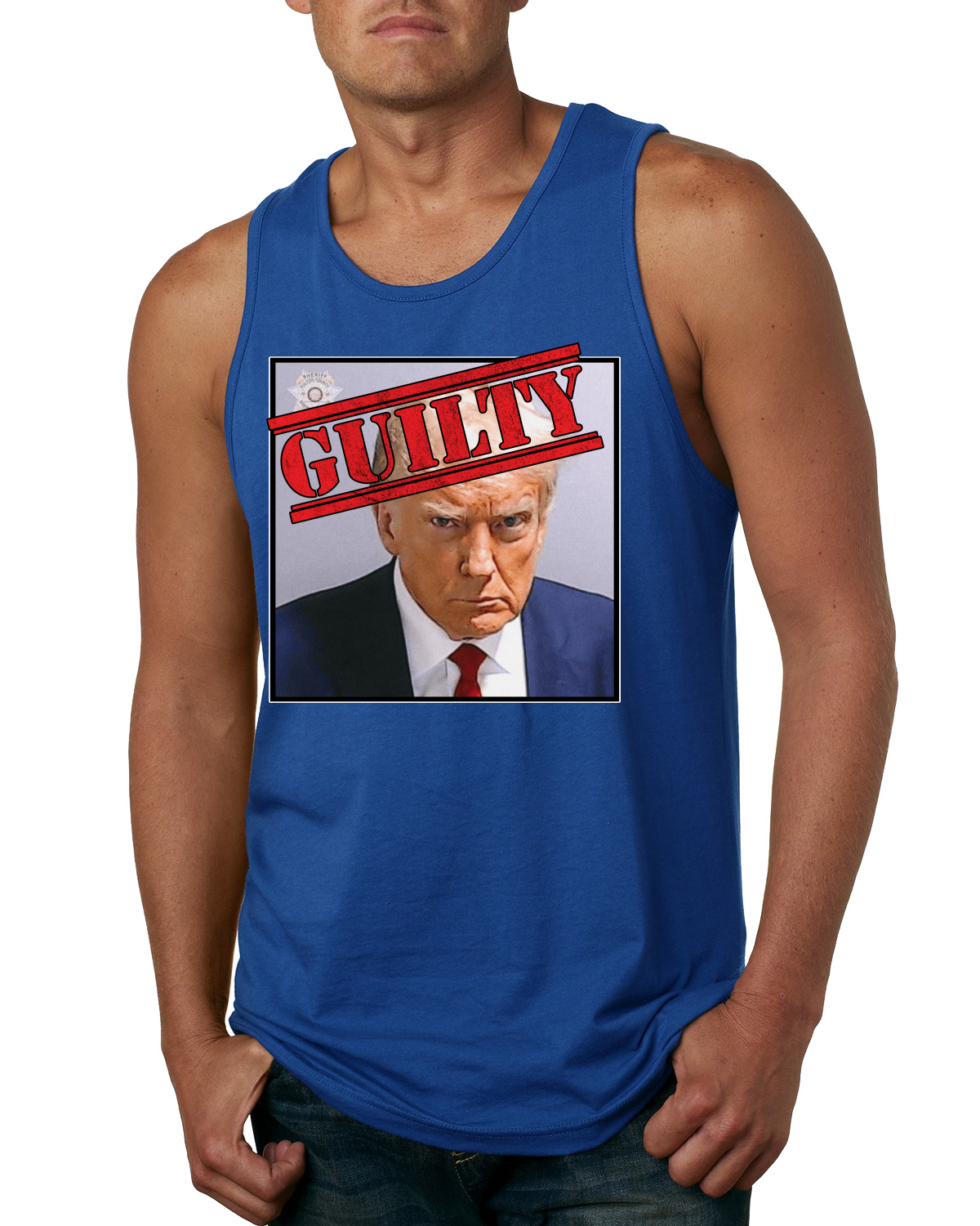 Camiseta sin mangas Guilty Donald Trump oficial de Georgia con foto policial para hombre - Imagen 8 de 9