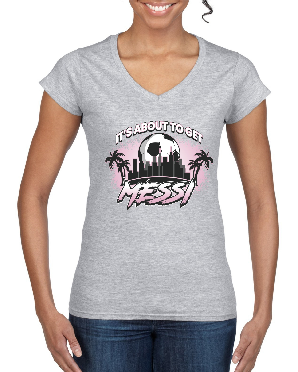 Camiseta Its About To Get Miami Soccer Skyline Deportes Mujer Estándar Esquina - Imagen 4 de 4