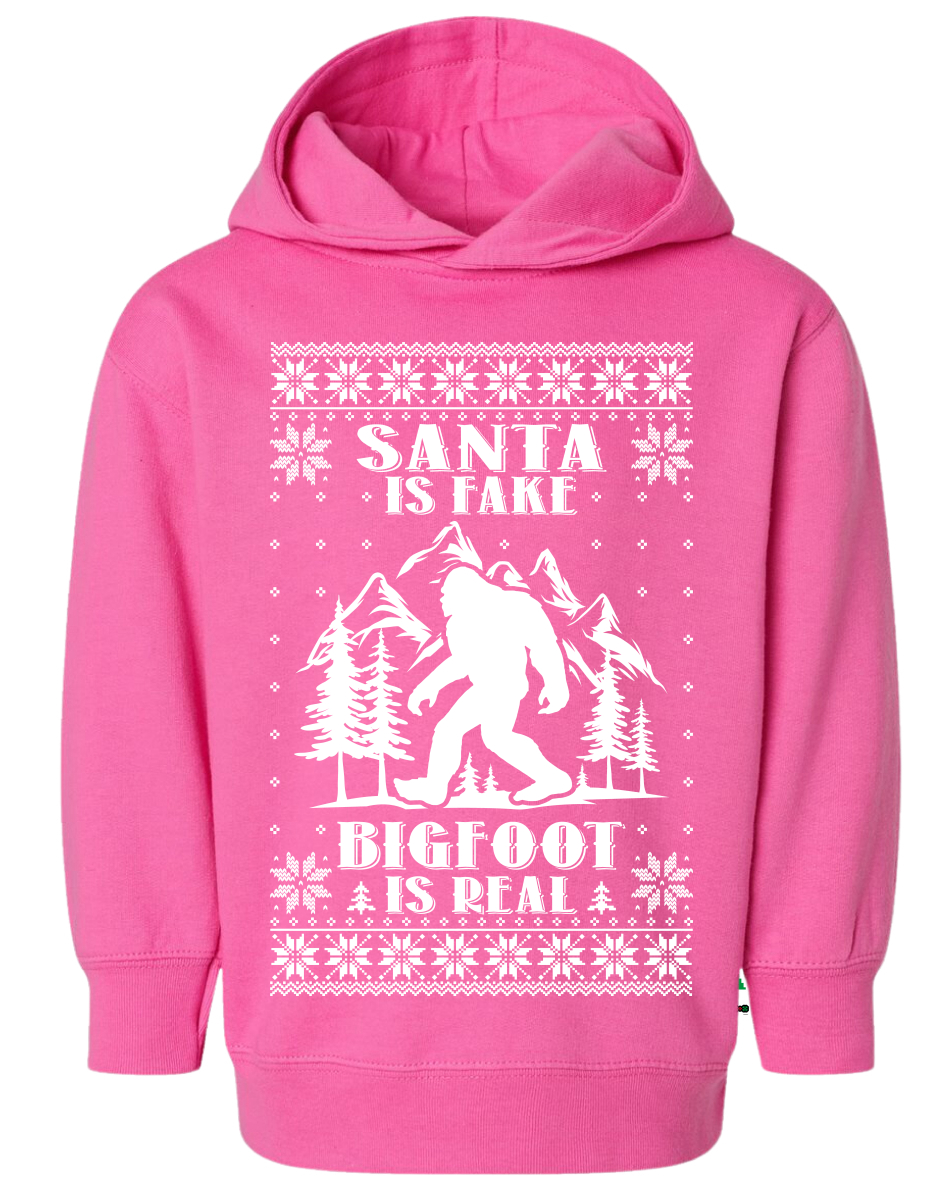 Santa is fake Bigfoot is real Navidad niño pulóver polar sudadera con capucha - Imagen 7 de 7
