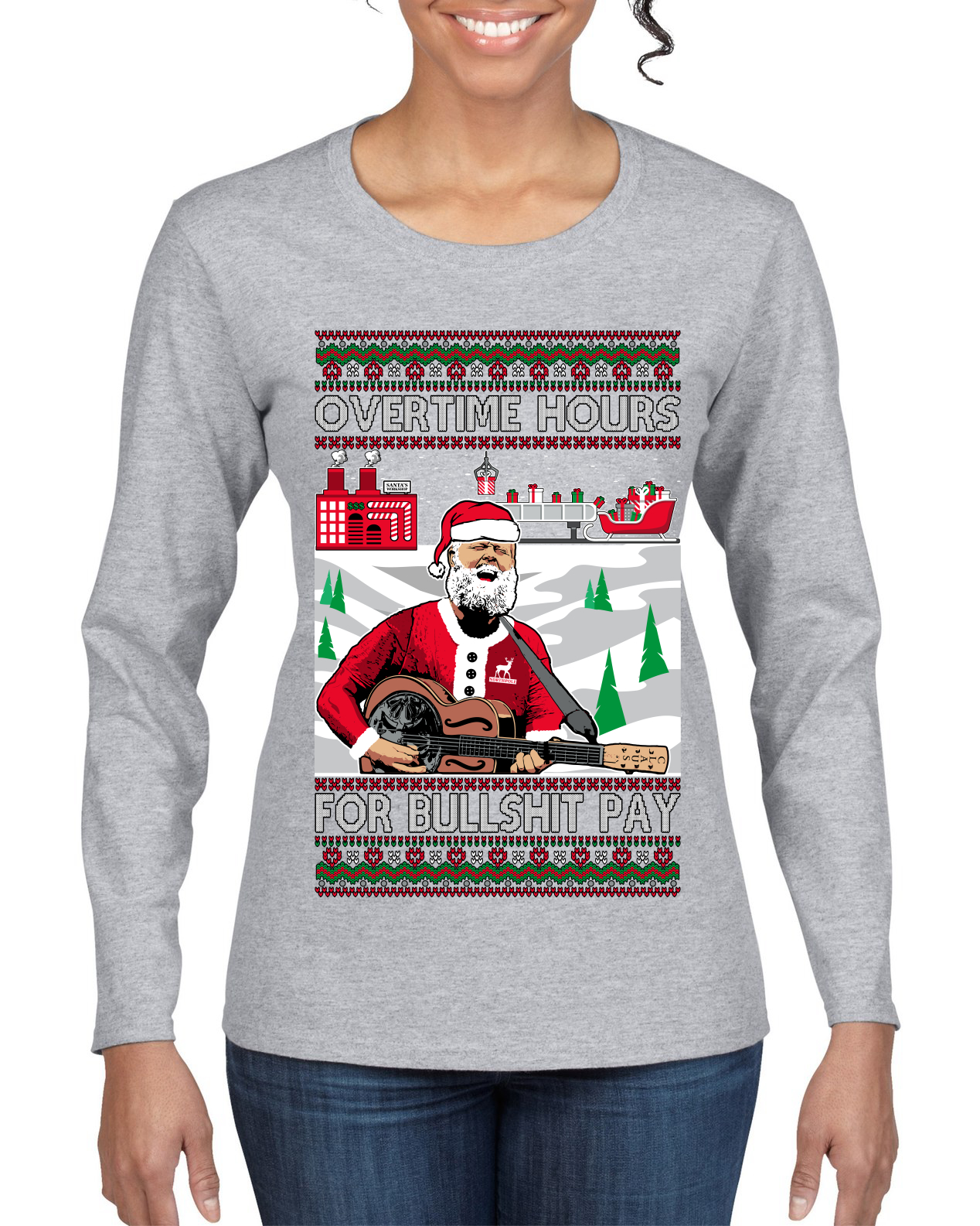Overtime Hours Rich Men North of Richmond Womens Graphic Long Sleeve TShirt - Picture 4 of 8