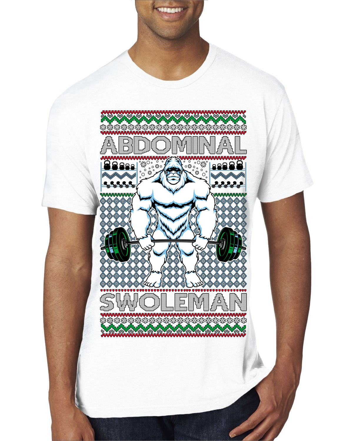 Wild Bobby Abdominal Swoleman Fitness Yeti Ugly Christmas Sweater