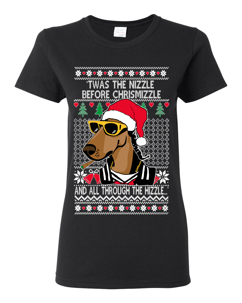Camiseta gráfica Twas The Nizzle Before Chrismizzle Gangster Dogg Rapper para mujer - Imagen 3 de 14