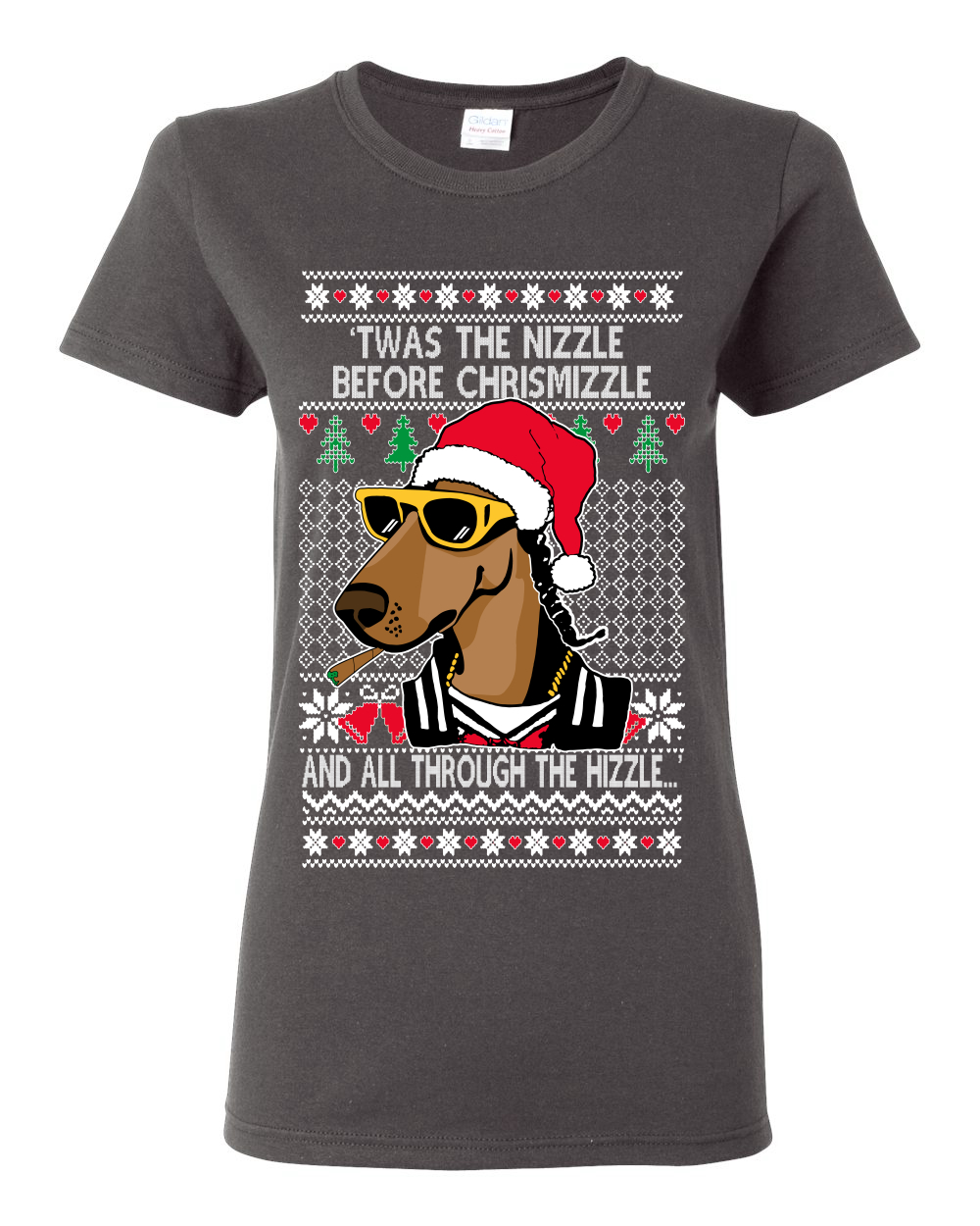 Camiseta gráfica Twas The Nizzle Before Chrismizzle Gangster Dogg Rapper para mujer - Imagen 4 de 14