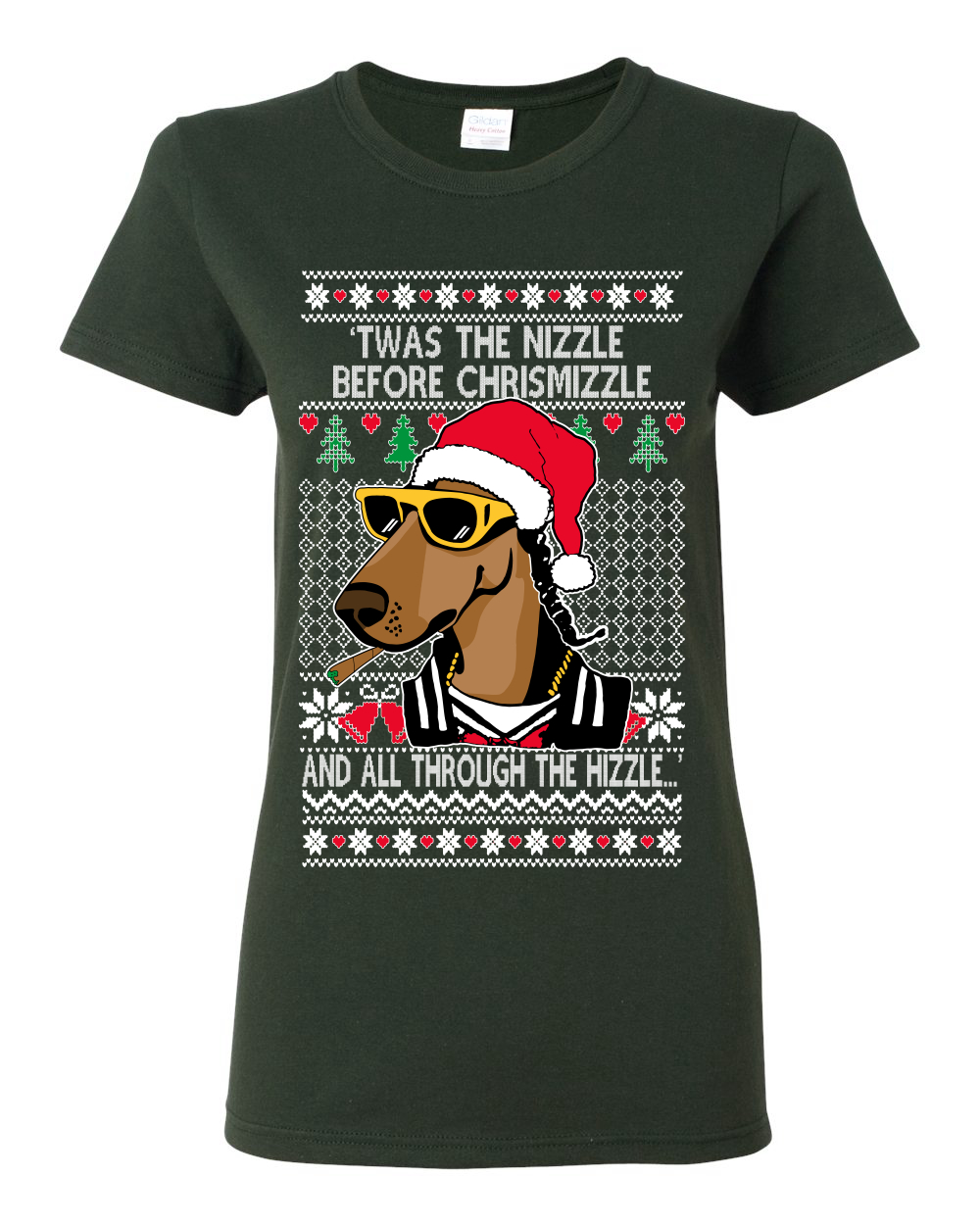 Camiseta gráfica Twas The Nizzle Before Chrismizzle Gangster Dogg Rapper para mujer - Imagen 5 de 14
