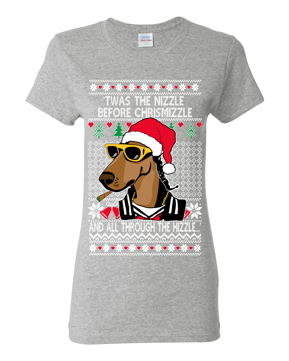 Camiseta gráfica Twas The Nizzle Before Chrismizzle Gangster Dogg Rapper para mujer - Imagen 6 de 14