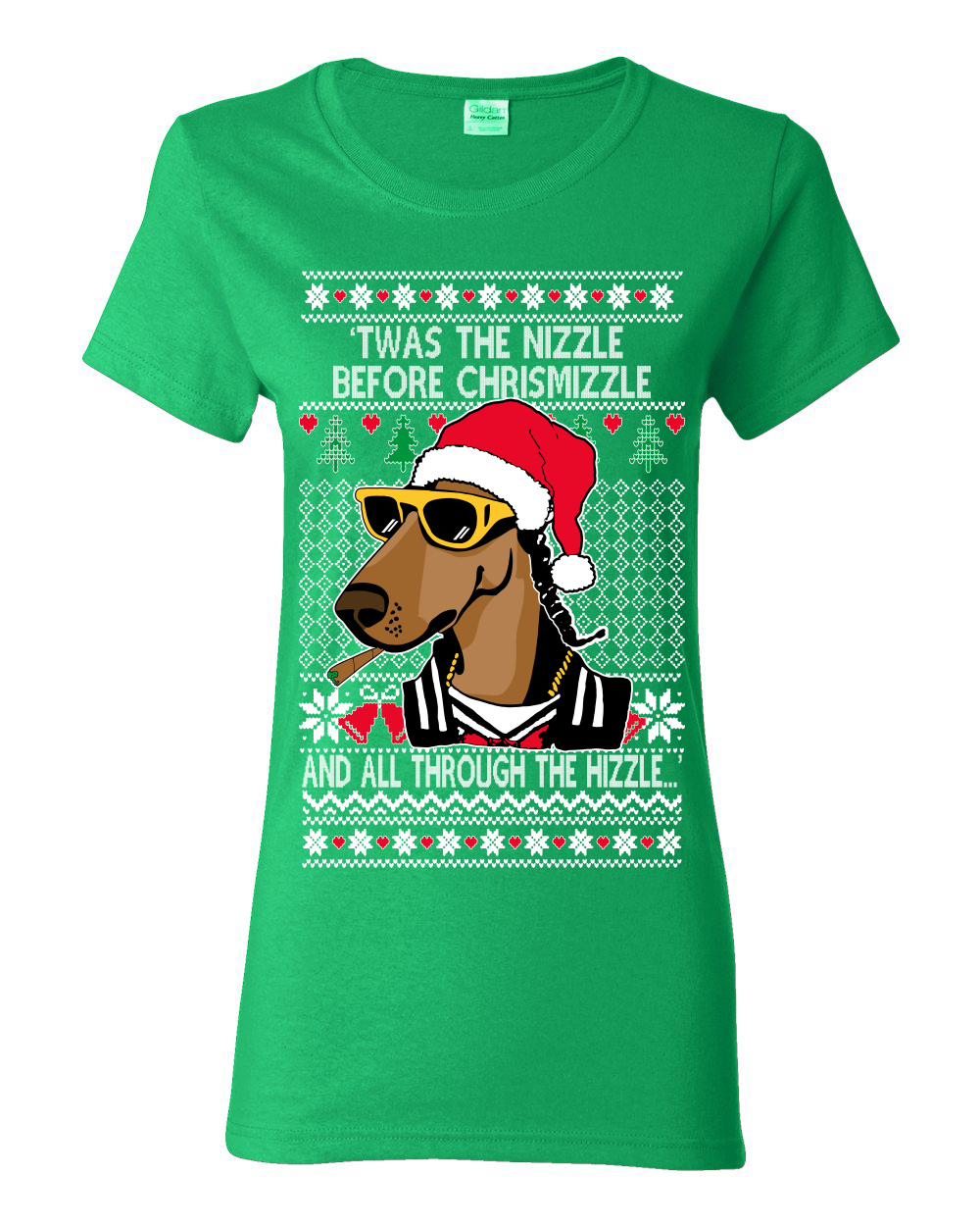 Camiseta gráfica Twas The Nizzle Before Chrismizzle Gangster Dogg Rapper para mujer - Imagen 7 de 14
