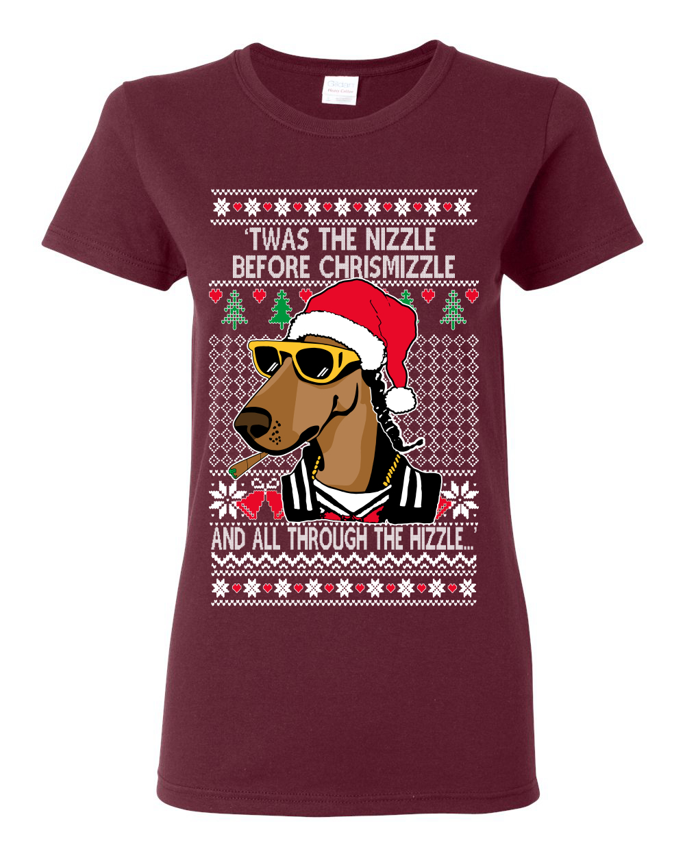 Camiseta gráfica Twas The Nizzle Before Chrismizzle Gangster Dogg Rapper para mujer - Imagen 9 de 14
