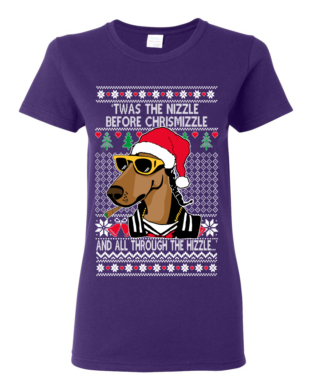 Camiseta gráfica Twas The Nizzle Before Chrismizzle Gangster Dogg Rapper para mujer - Imagen 11 de 14