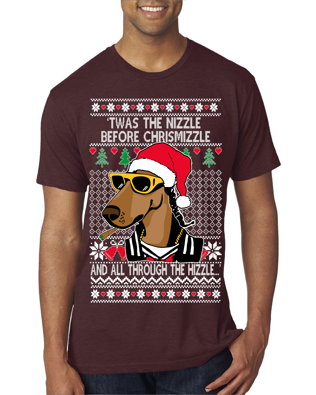 Twas The Nizzle Before Chrismizzle Gangster Dogg Rapper Mens Premium TShirt - Picture 13 of 17