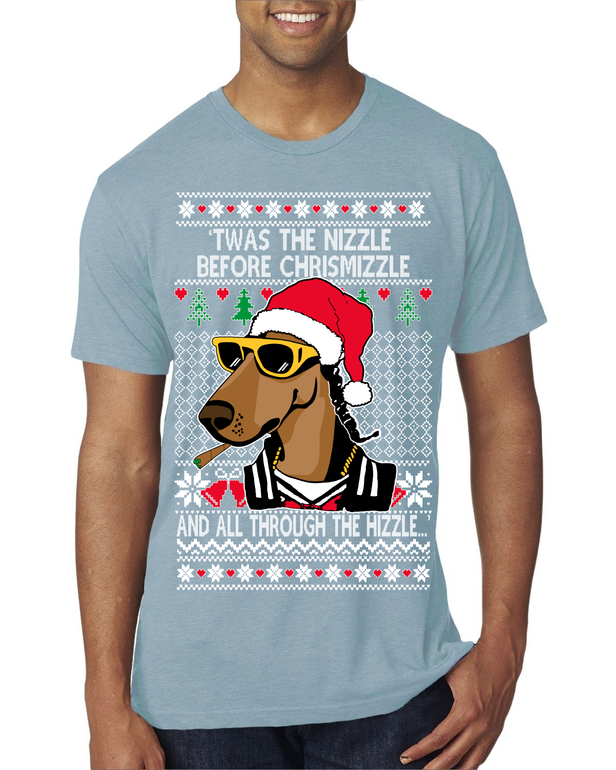 Twas The Nizzle Before Chrismizzle Gangster Dogg Rapper Mens Premium TShirt - Picture 16 of 17